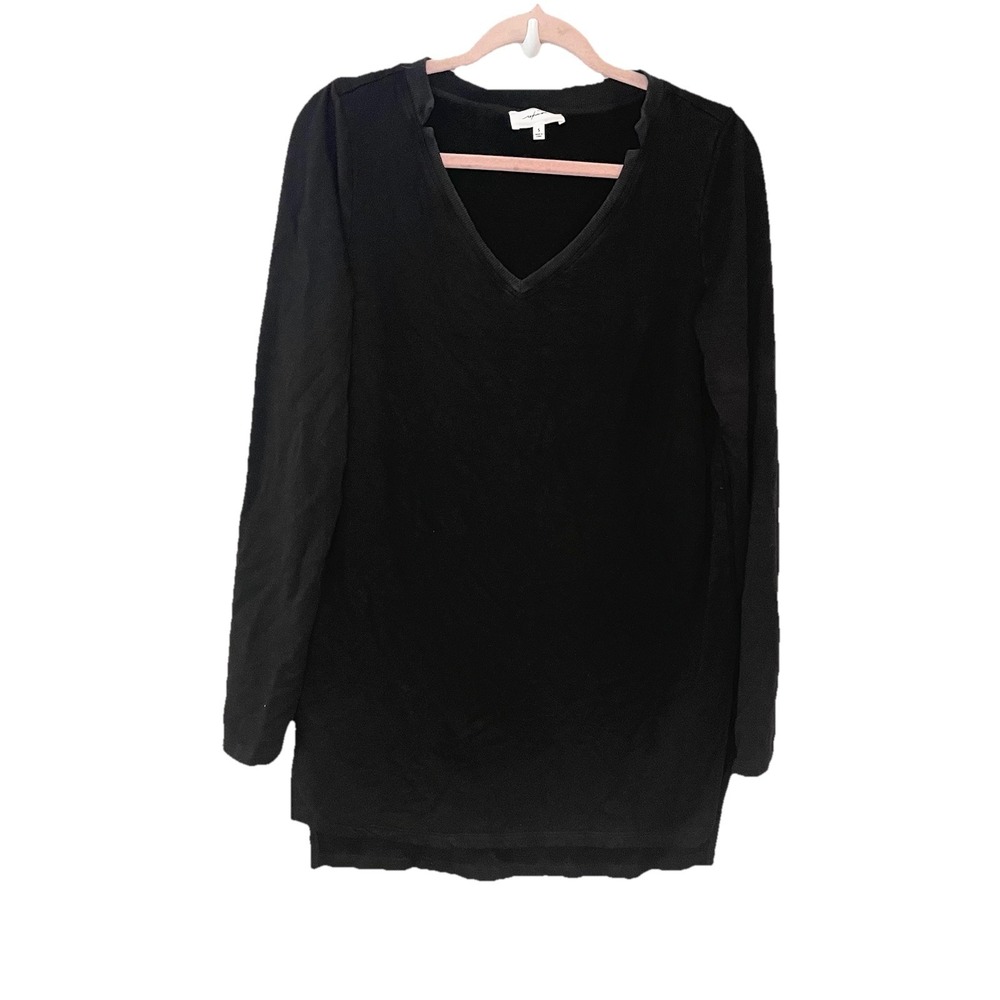 Soma Wknd UltraSoft French Terry‎ Straight L/S Tunic Black V-neck Stretch S